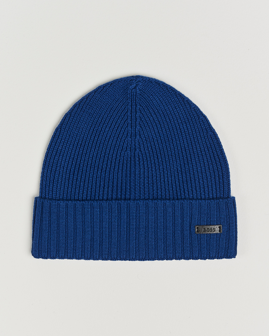Men | BOSS BLACK Fati Wool Beanie Open Blue | BOSS BLACK | Fati Wool Beanie Open Blue