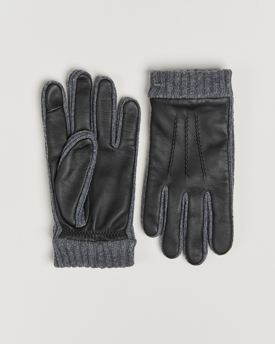 Men | BOSS BLACK Hyden Leather Gloves Black | BOSS BLACK | Hyden Leather Gloves Black