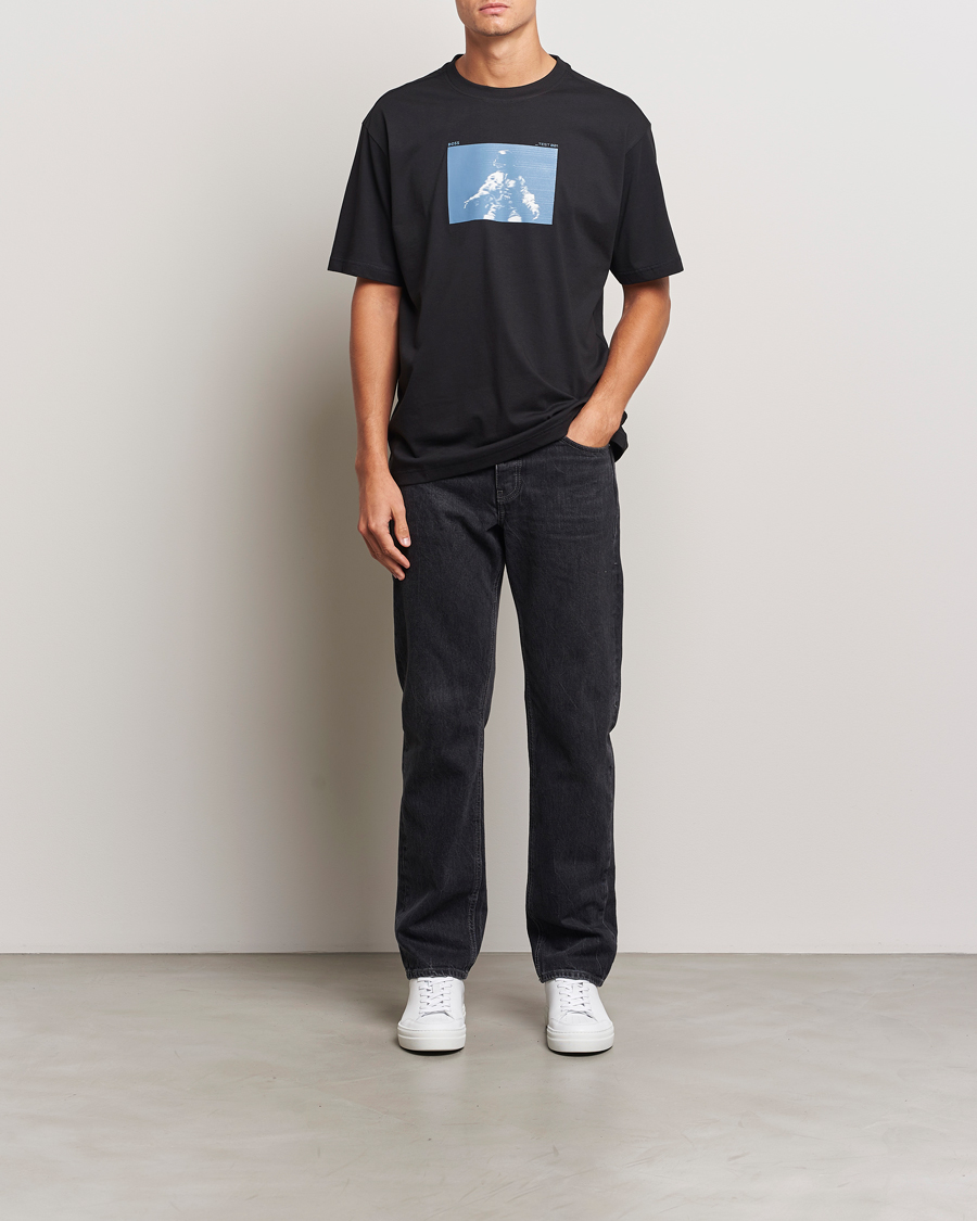 Men | T-Shirts | BOSS ORANGE | Printed Crew Neck T-Shirt Black