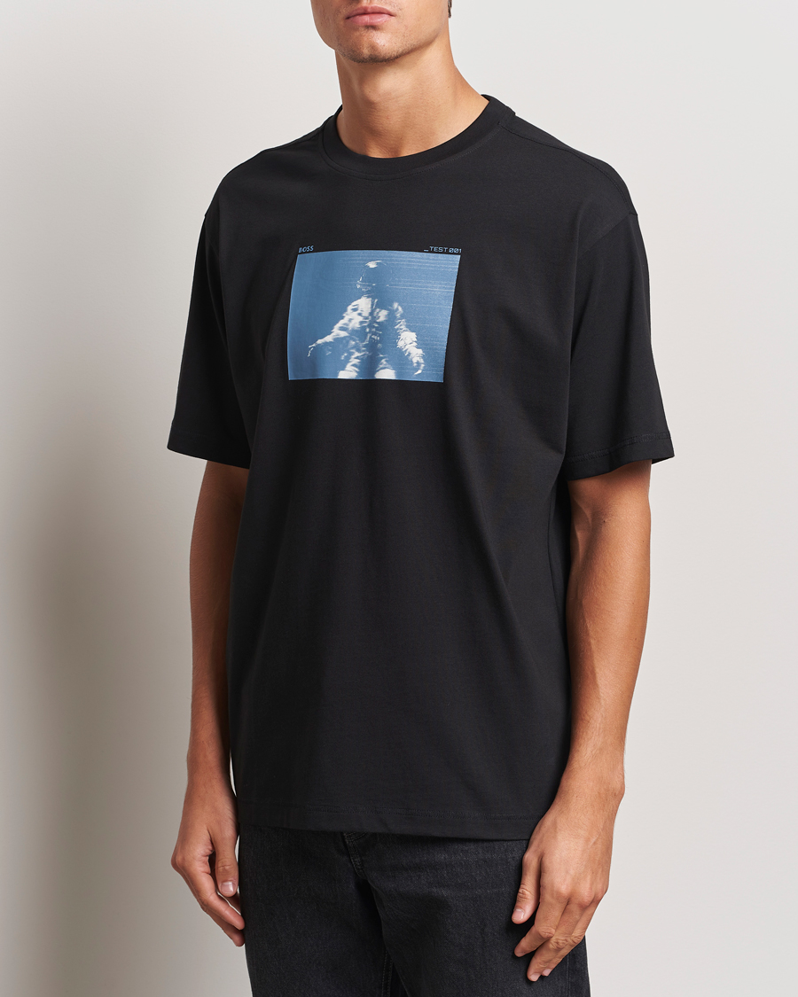 Men | T-Shirts | BOSS ORANGE | Printed Crew Neck T-Shirt Black