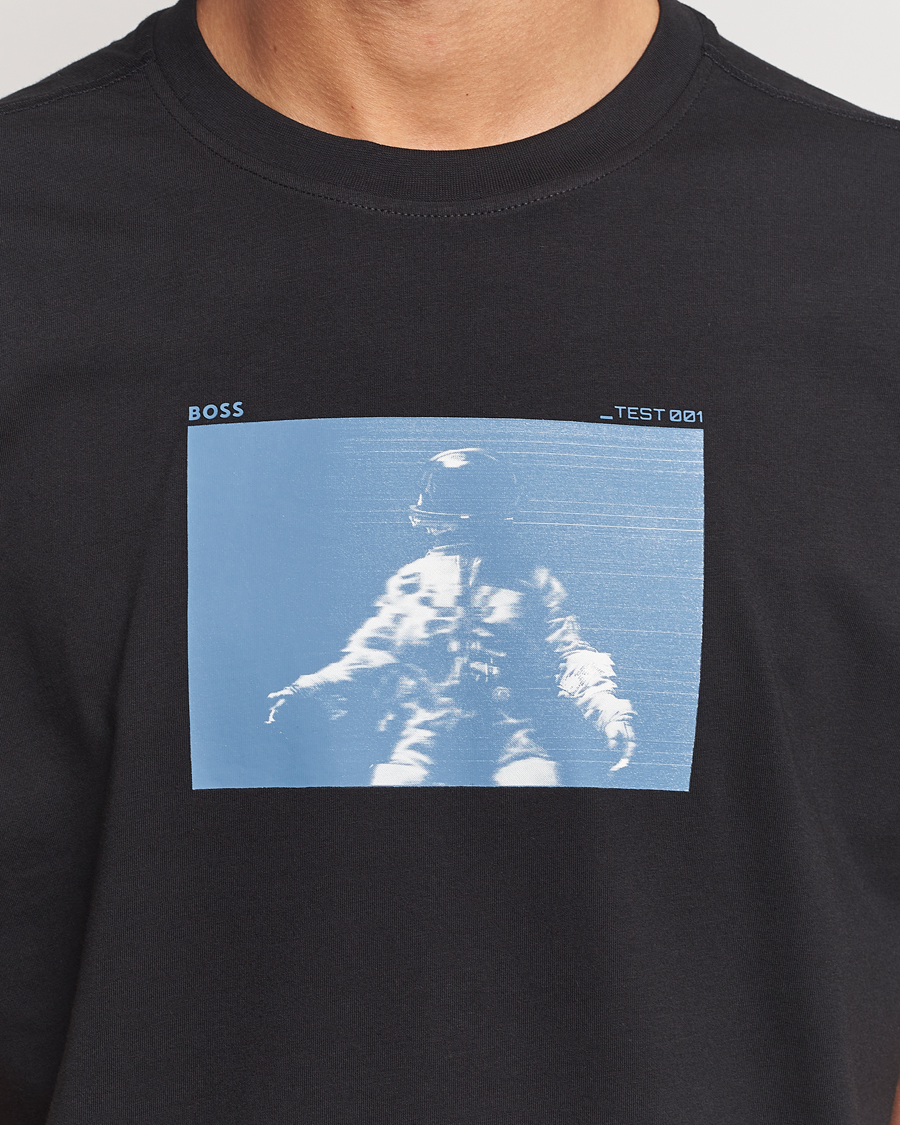 Men | T-Shirts | BOSS ORANGE | Printed Crew Neck T-Shirt Black