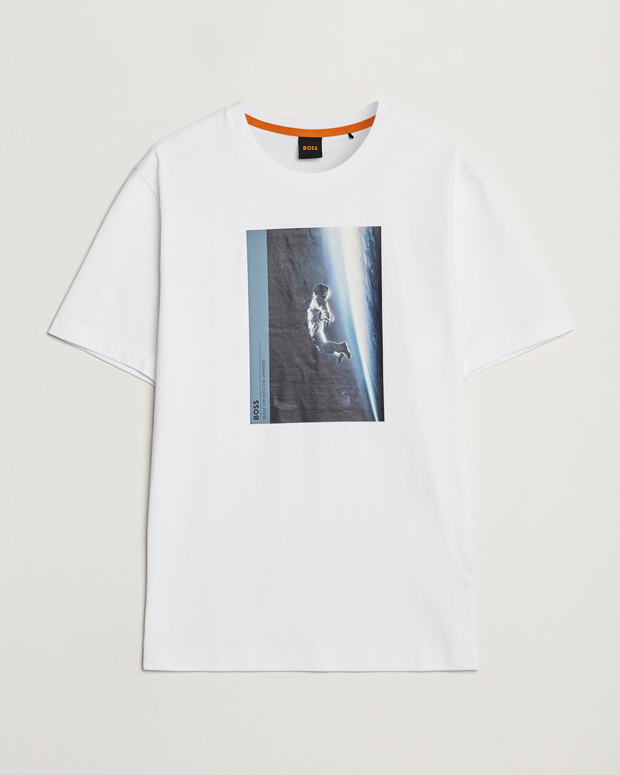 Men | T-Shirts | BOSS ORANGE | Printed Crew Neck T-Shirt White
