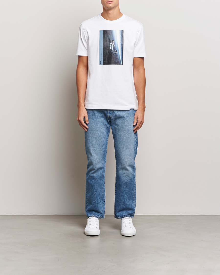 Men | T-Shirts | BOSS ORANGE | Printed Crew Neck T-Shirt White