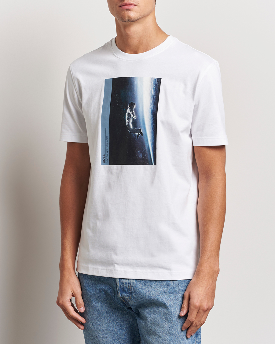 Men | T-Shirts | BOSS ORANGE | Printed Crew Neck T-Shirt White