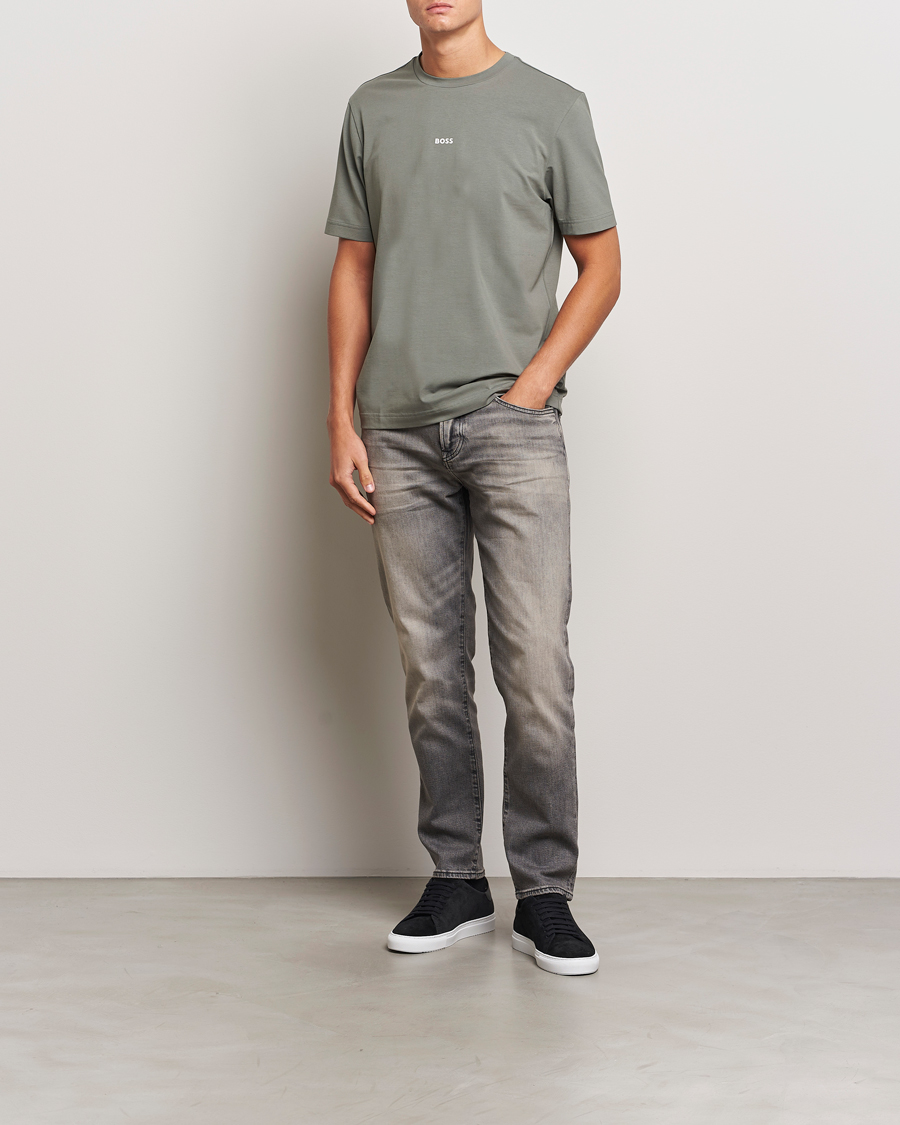 Men | T-Shirts | BOSS ORANGE | Tchup Logo Crew Neck T-Shirt Open Grey