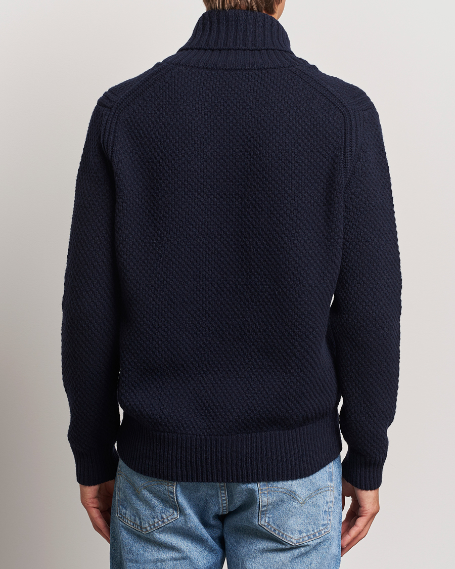 Men | Sweaters & Knitwear | BOSS ORANGE | Amadon Knitted Shawl Collar Sweater Dark Blue