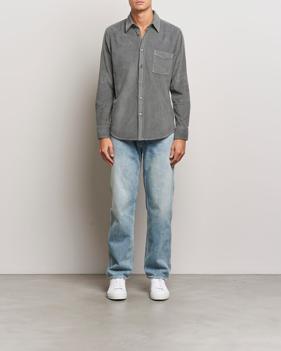 Men | Shirts | BOSS ORANGE | Relegant Corduroy Shirt Open Grey