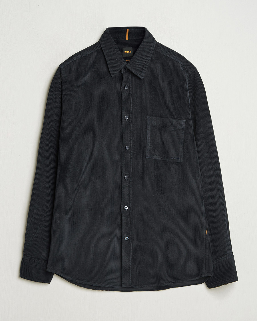 Men | Shirts | BOSS ORANGE | Relegant Corduroy Shirt Dark Blue