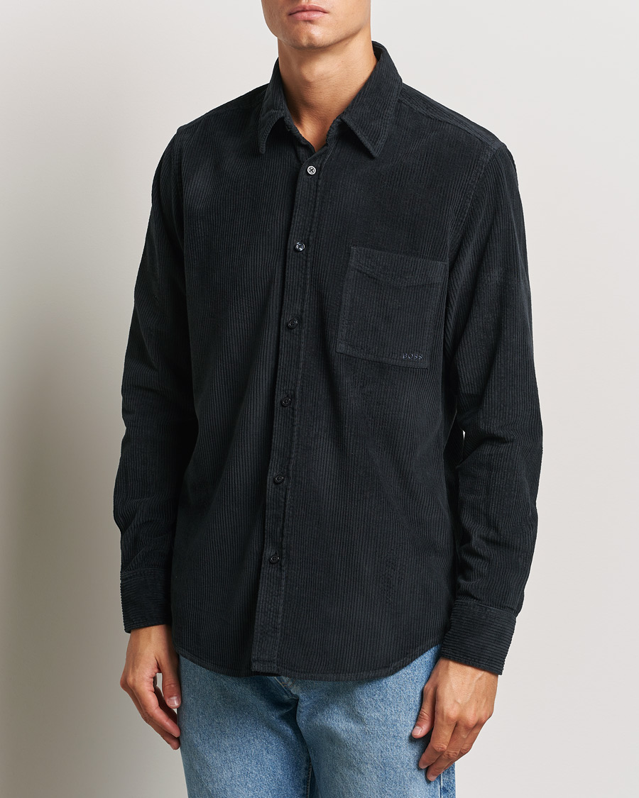 Men | Shirts | BOSS ORANGE | Relegant Corduroy Shirt Dark Blue