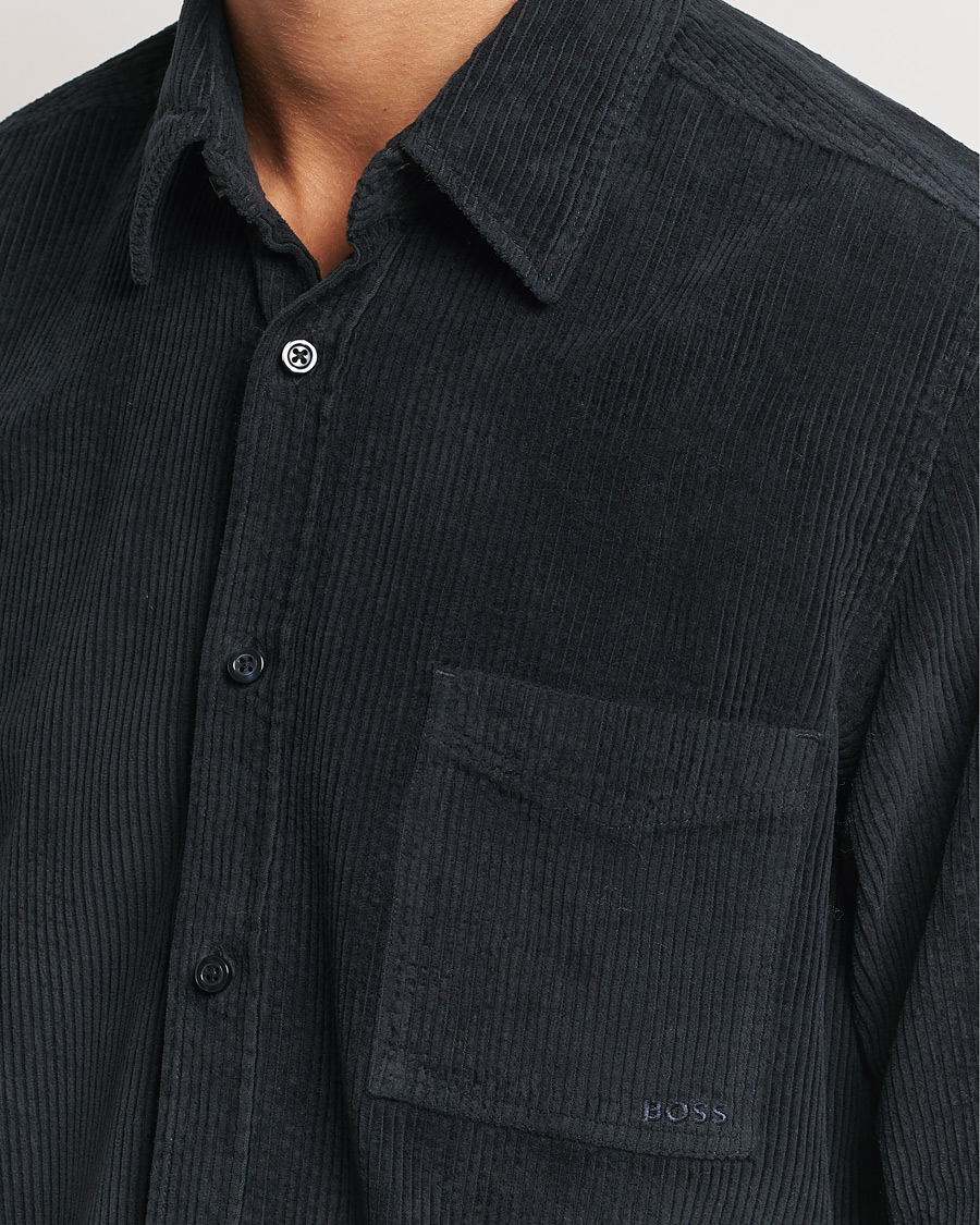 Men | Shirts | BOSS ORANGE | Relegant Corduroy Shirt Dark Blue