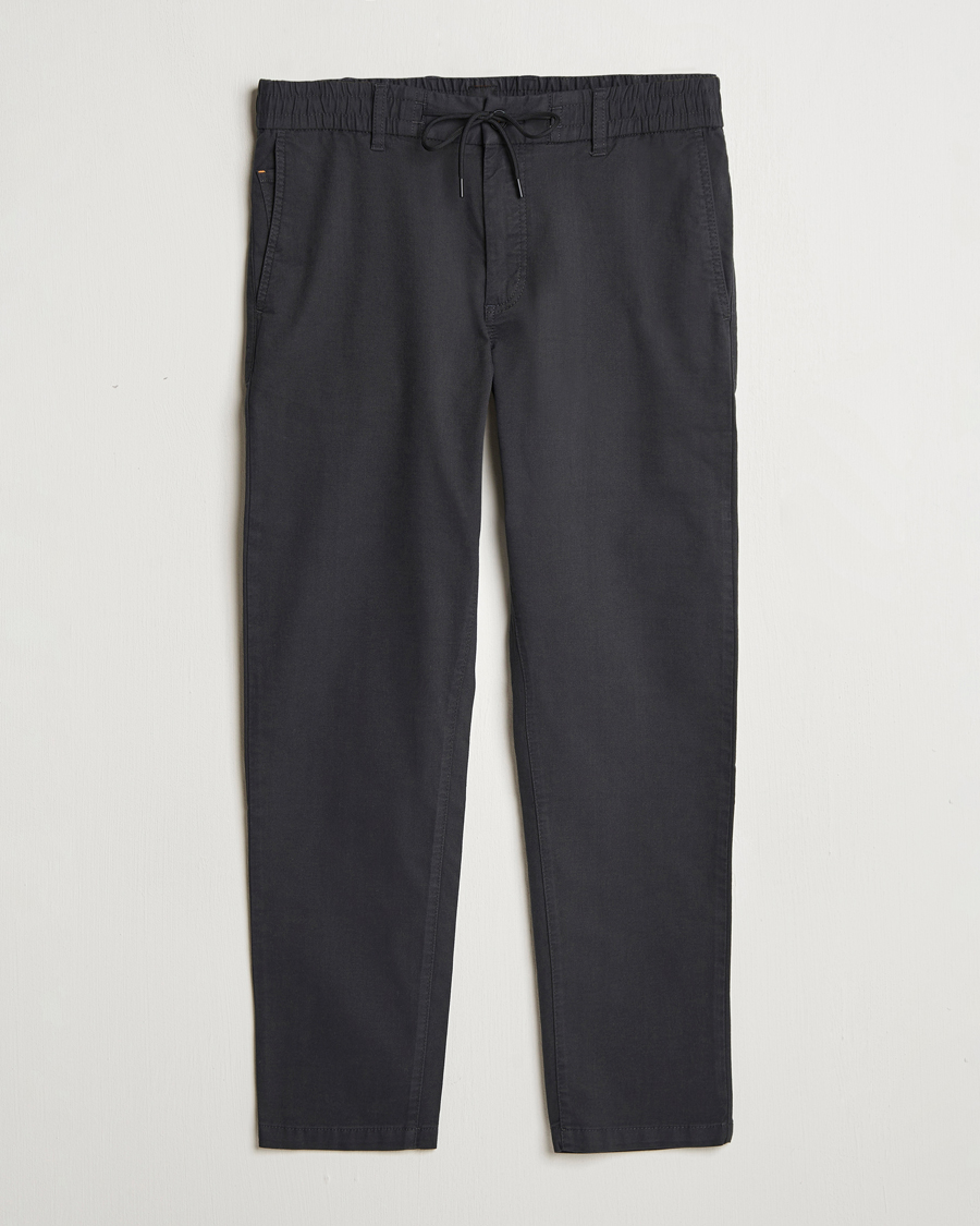 Men | Trousers | BOSS ORANGE | Tapered Drawstring Trousers Black