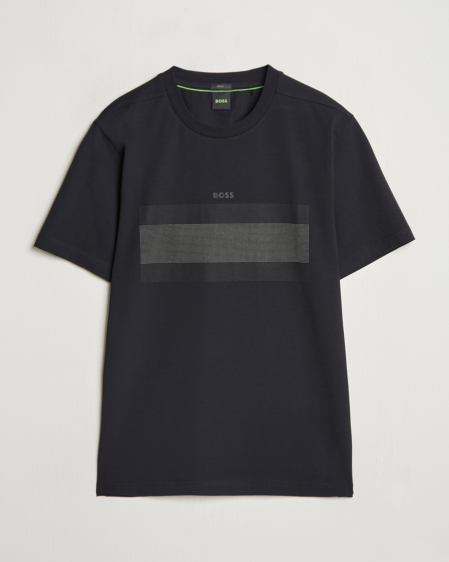 Men | T-Shirts | BOSS GREEN | Graphic Crew Neck T-Shirt Black