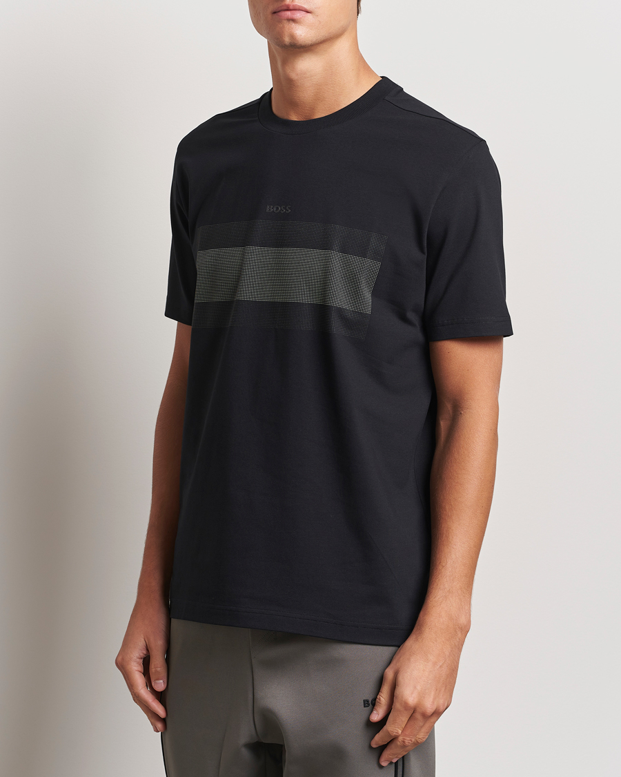 Men | T-Shirts | BOSS GREEN | Graphic Crew Neck T-Shirt Black