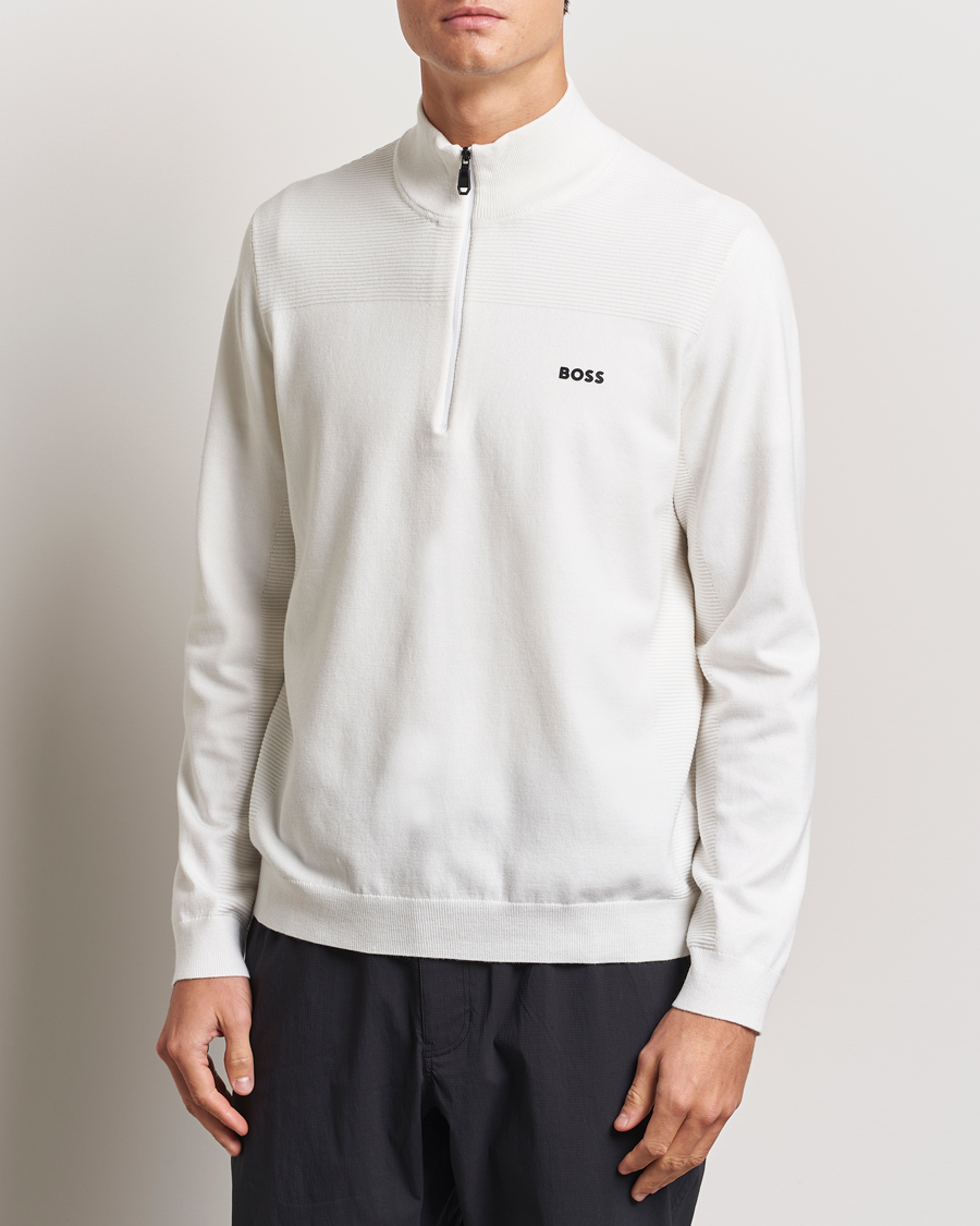 Men | Sweaters & Knitwear | BOSS GREEN | Momentum Knitted Half Zip White