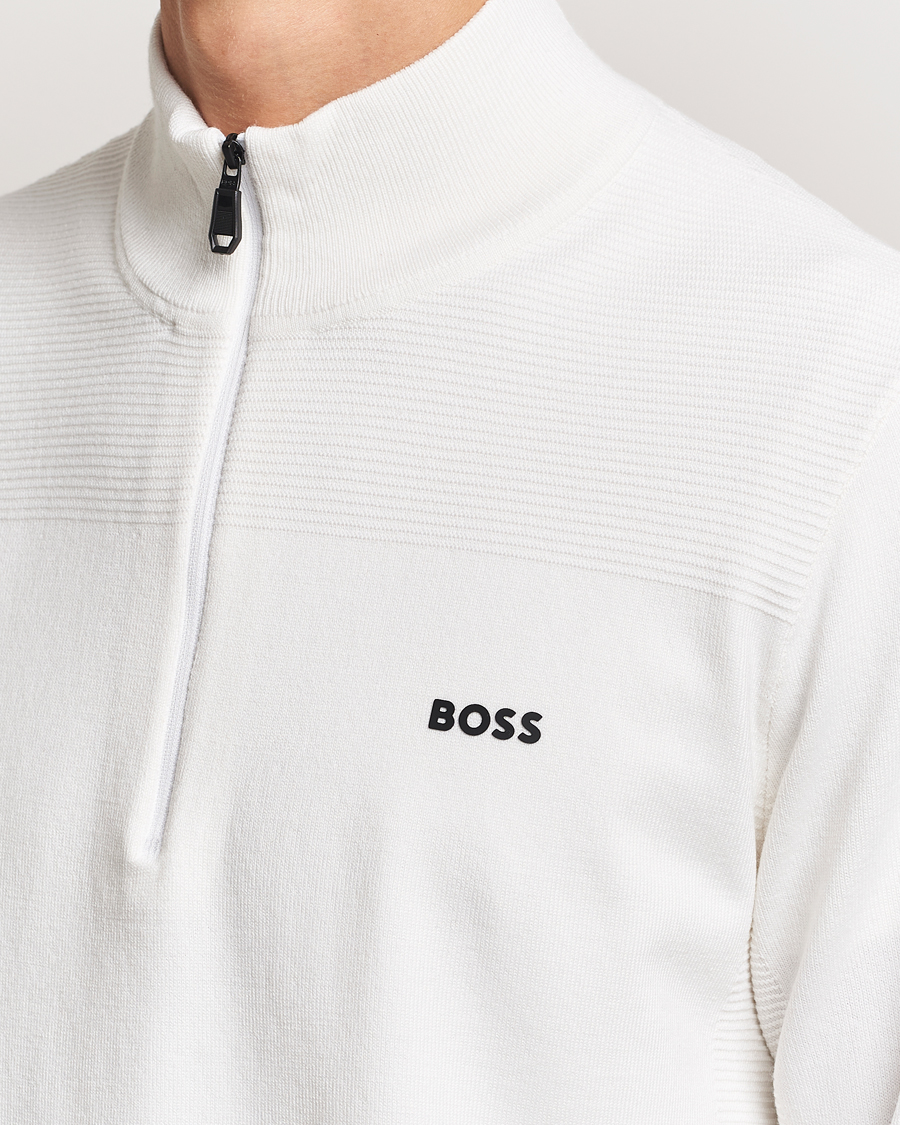 Men | Sweaters & Knitwear | BOSS GREEN | Momentum Knitted Half Zip White