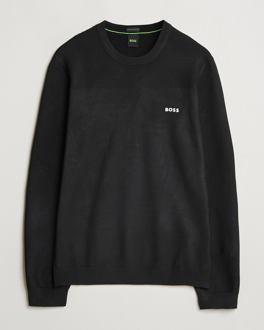 Men | Sweaters & Knitwear | BOSS GREEN | Momentum Knitted Crew Neck Black
