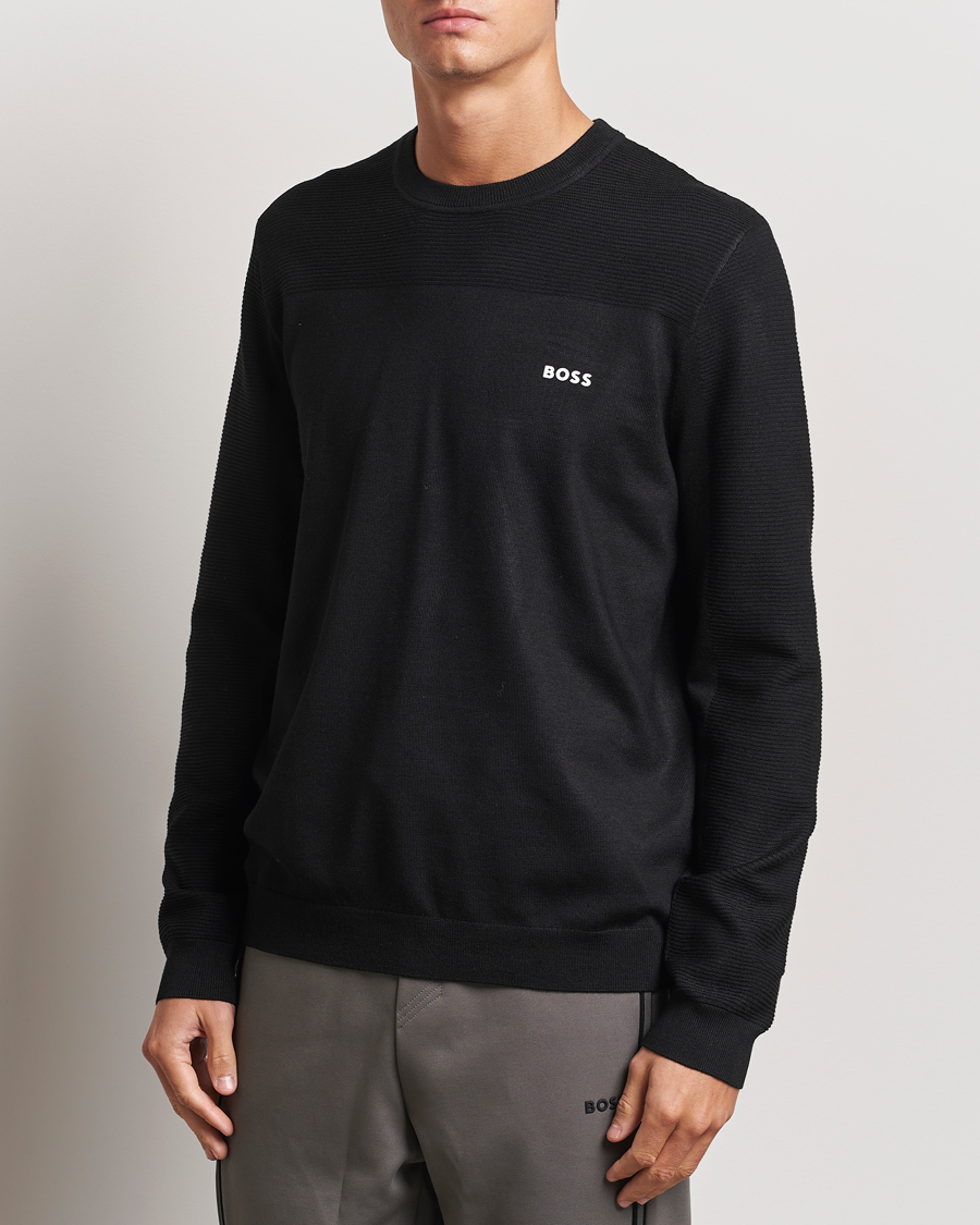 Men | Sweaters & Knitwear | BOSS GREEN | Momentum Knitted Crew Neck Black
