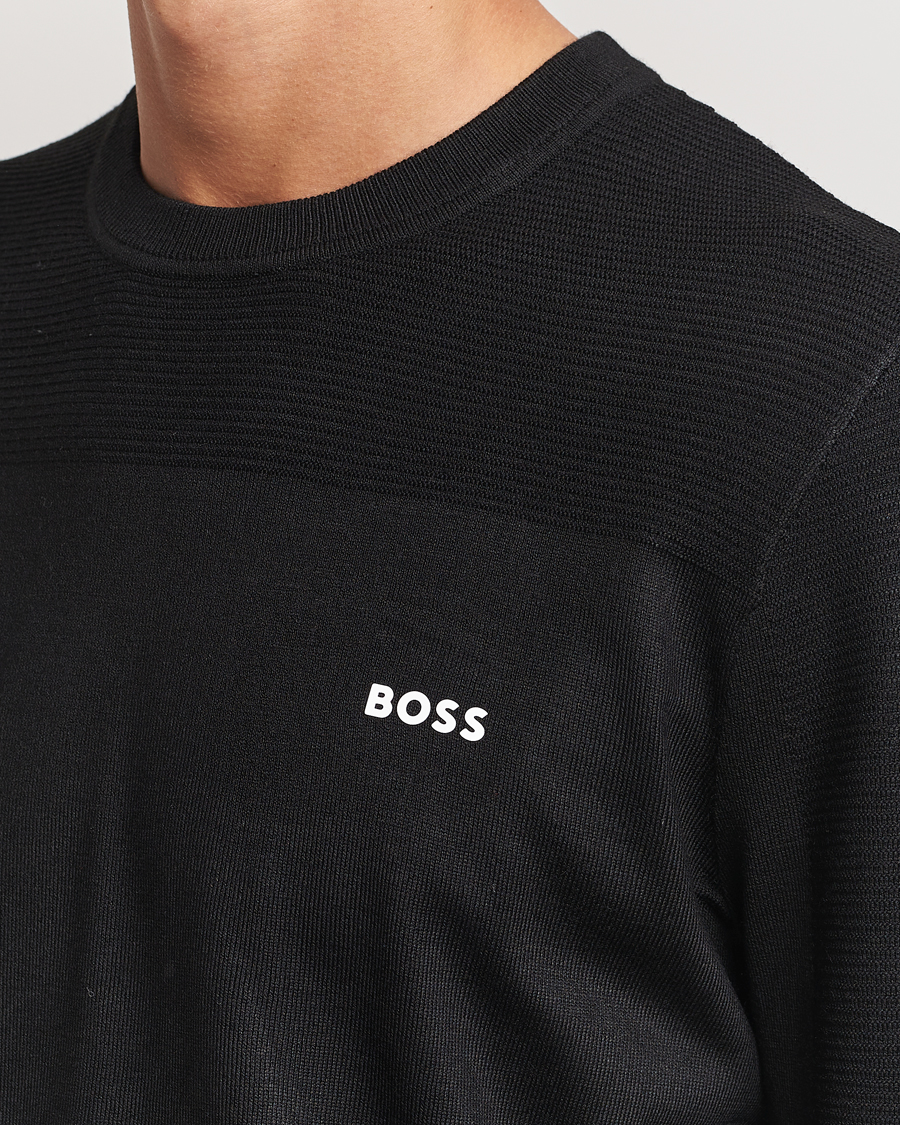 Men | Sweaters & Knitwear | BOSS GREEN | Momentum Knitted Crew Neck Black