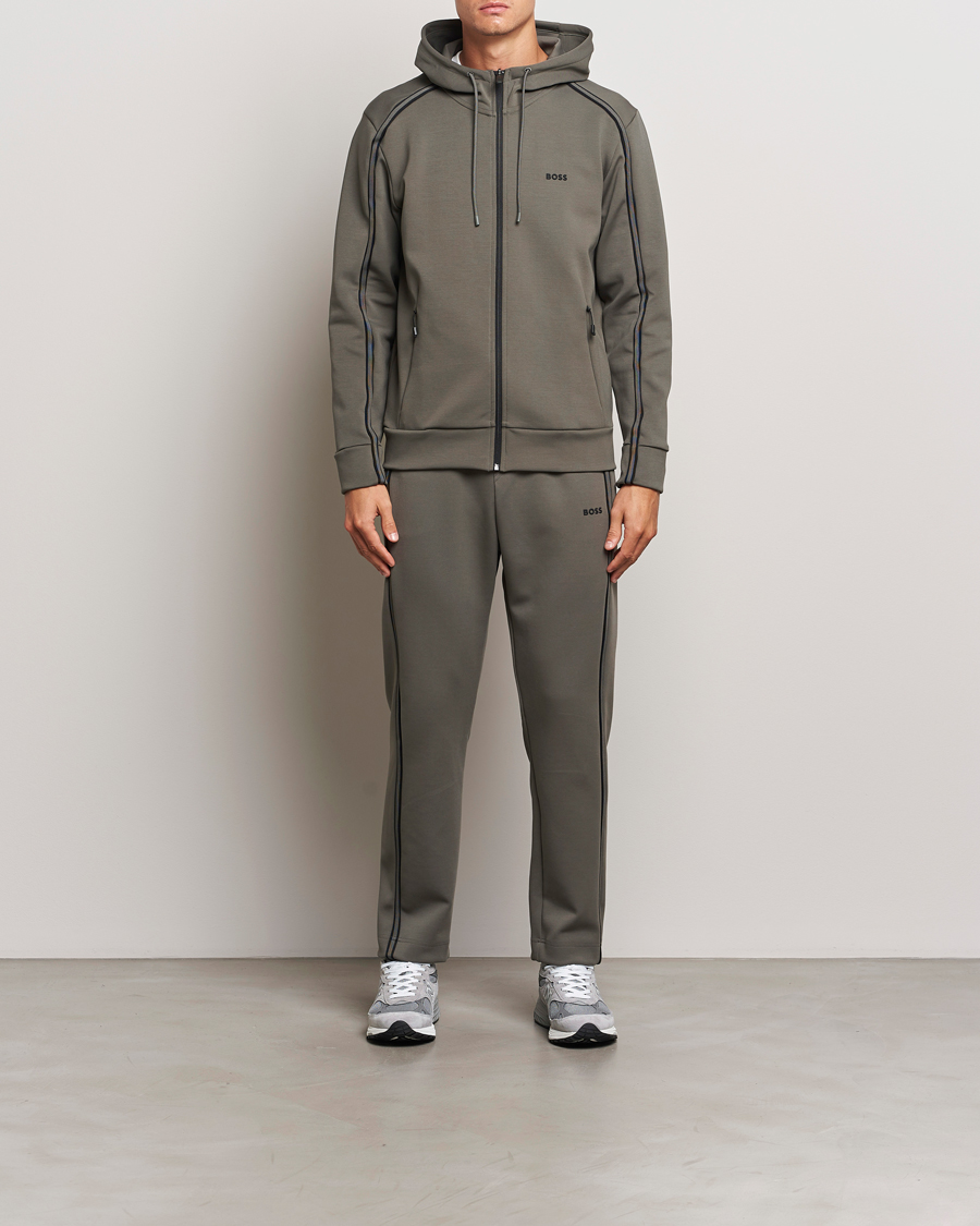 Men | Sweaters & Knitwear | BOSS GREEN | Saggy Full Zip Hoodie Light Grey