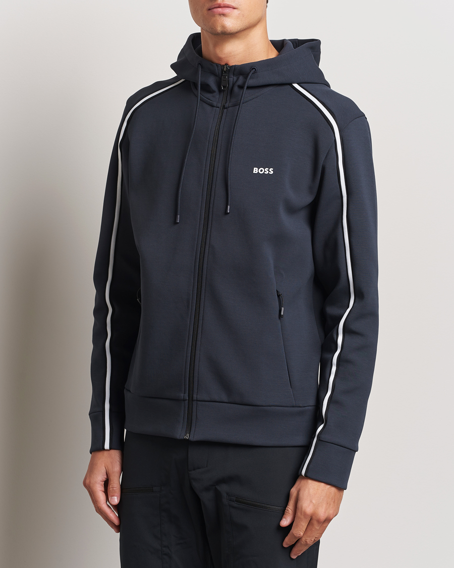 Men | Sweaters & Knitwear | BOSS GREEN | Saggy Full Zip Hoodie Dark Blue