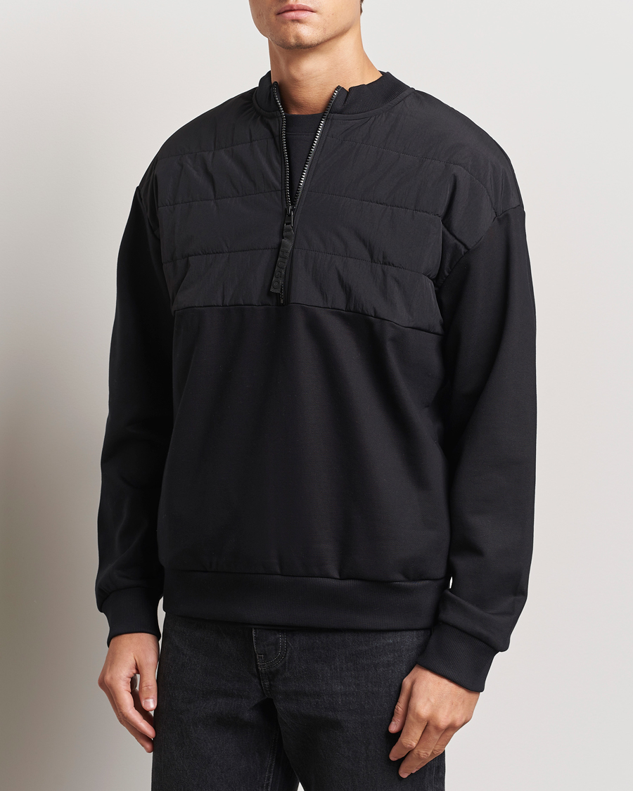 Men | Sweaters & Knitwear | HUGO | Detechsom Hybrid Half Zip Black