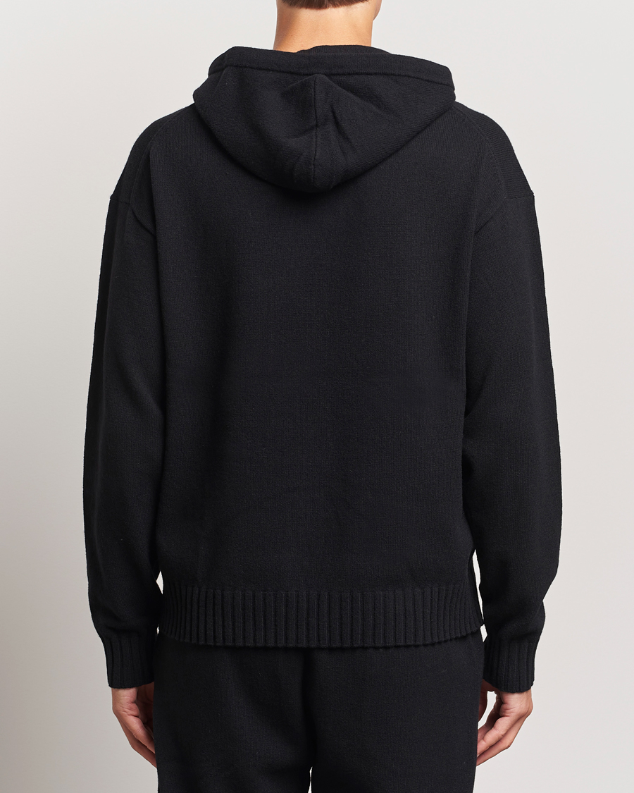 Men | Sweaters & Knitwear | HUGO | San Henry Wool Knitted Hoodie Black