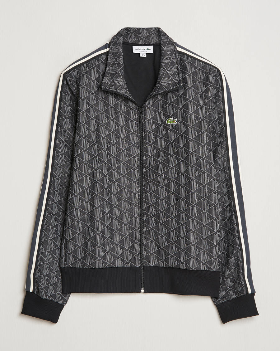 Men | Sweaters & Knitwear | Lacoste | Monogram Full Zip Track Jacket Black/Graphite