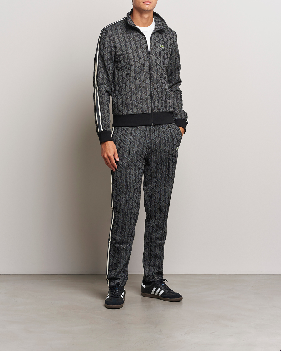Men | Sweaters & Knitwear | Lacoste | Monogram Full Zip Track Jacket Black/Graphite