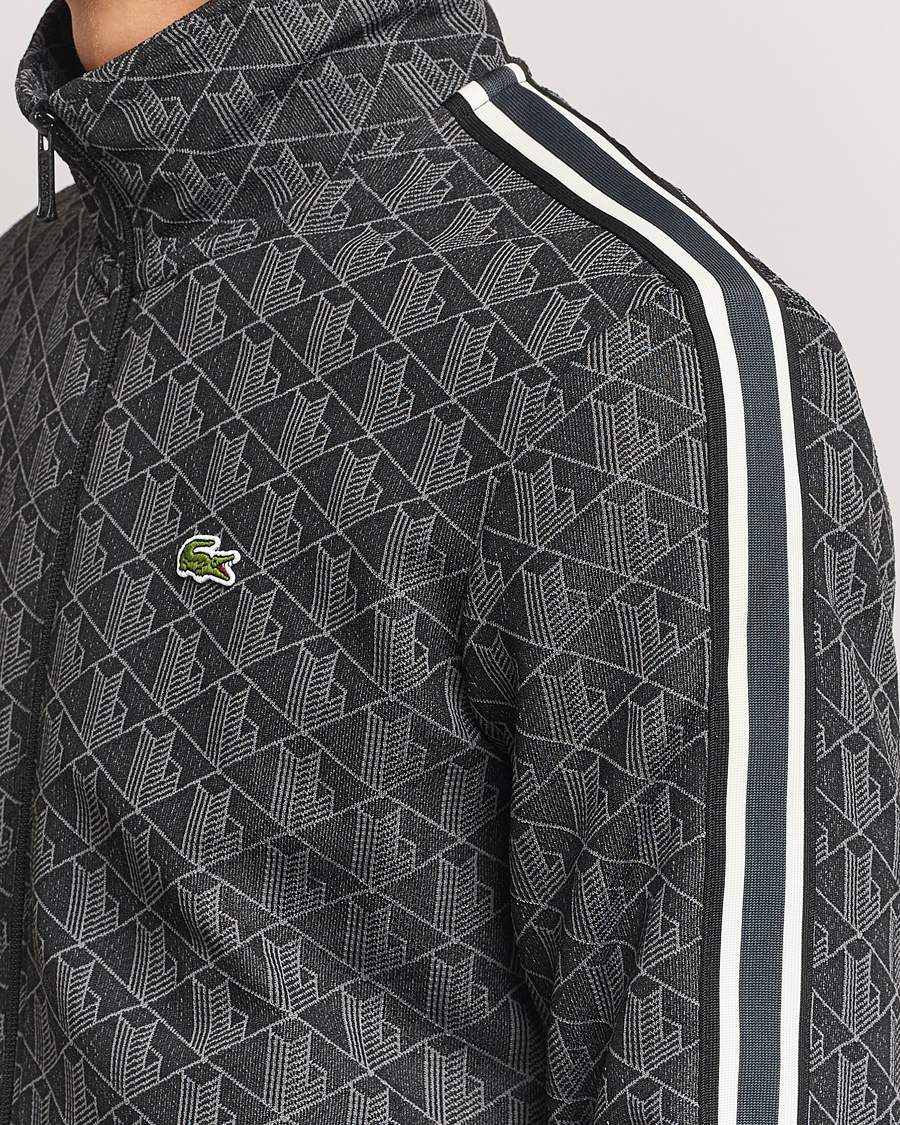 Men | Sweaters & Knitwear | Lacoste | Monogram Full Zip Track Jacket Black/Graphite