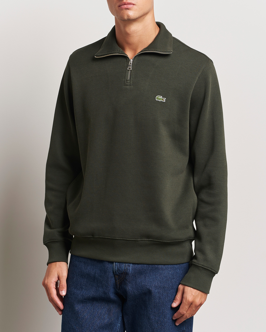 Men | Sweaters & Knitwear | Lacoste | Rib Interlock Half Zip Sapwood
