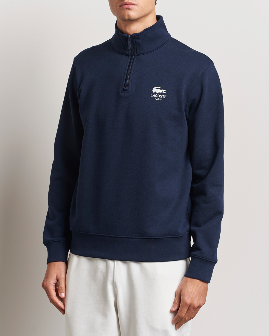 Men | Sweaters & Knitwear | Lacoste | Paris Half Zip Sweatshirt Navy