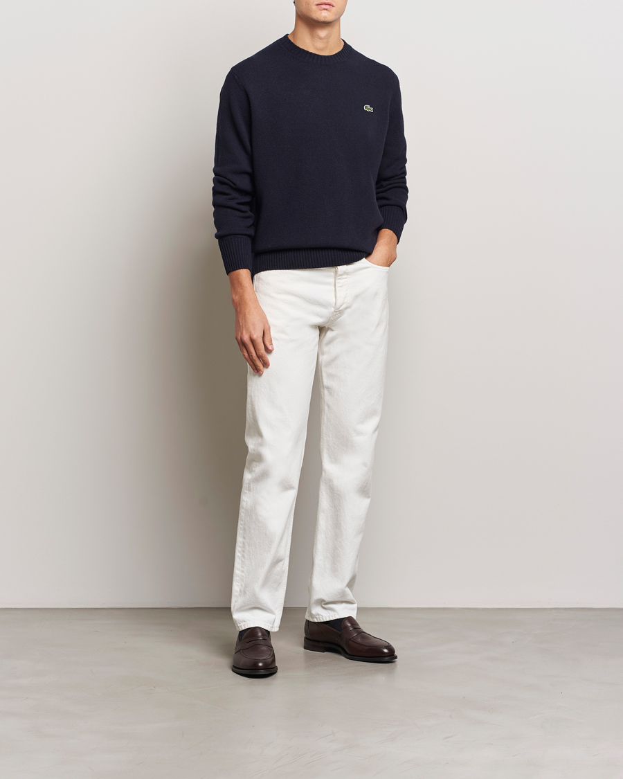 Men | Sweaters & Knitwear | Lacoste | Carded Wool Crew Neck Navy