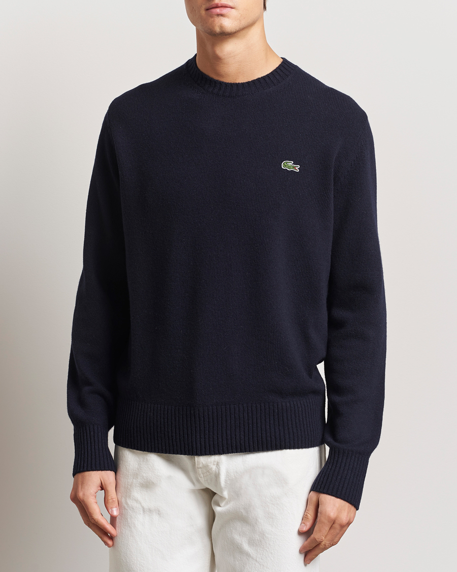 Men | Sweaters & Knitwear | Lacoste | Carded Wool Crew Neck Navy