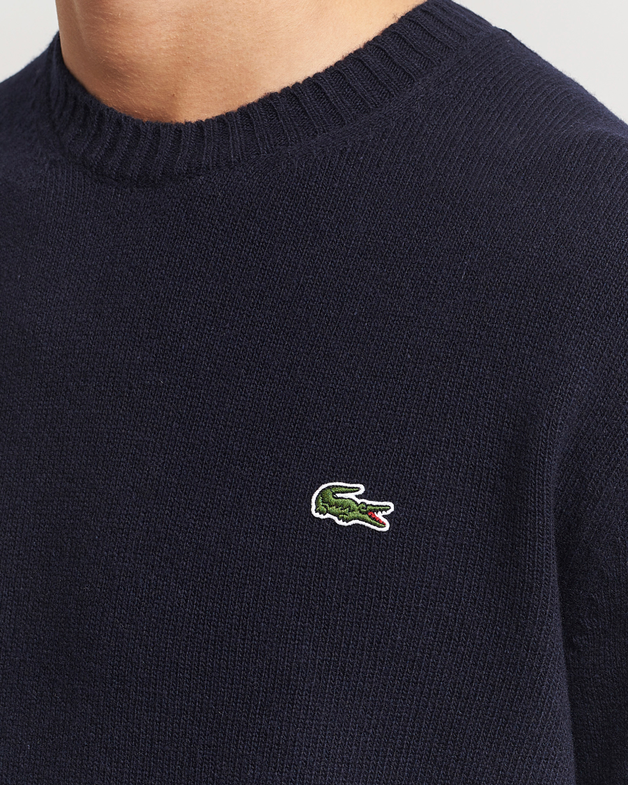 Men | Sweaters & Knitwear | Lacoste | Carded Wool Crew Neck Navy