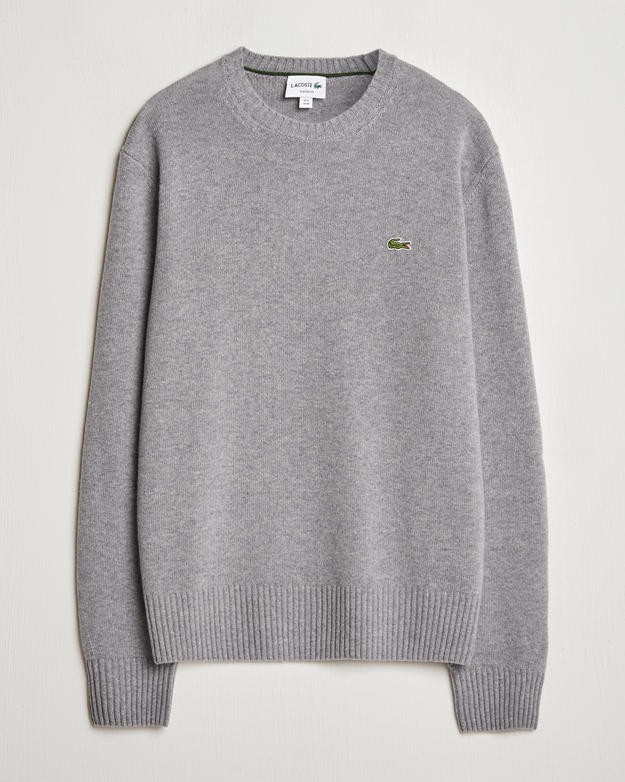 Men | Sweaters & Knitwear | Lacoste | Carded Wool Crew Neck Silver Chine