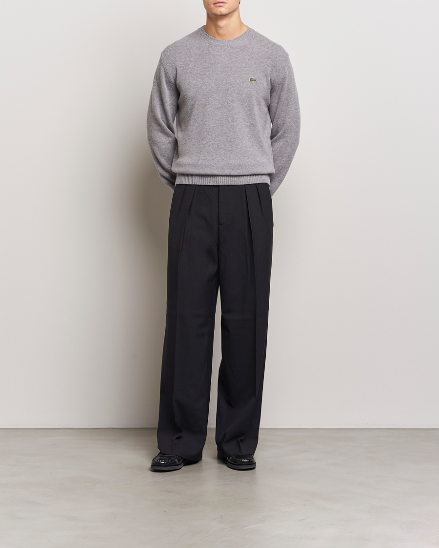Men | Sweaters & Knitwear | Lacoste | Carded Wool Crew Neck Silver Chine