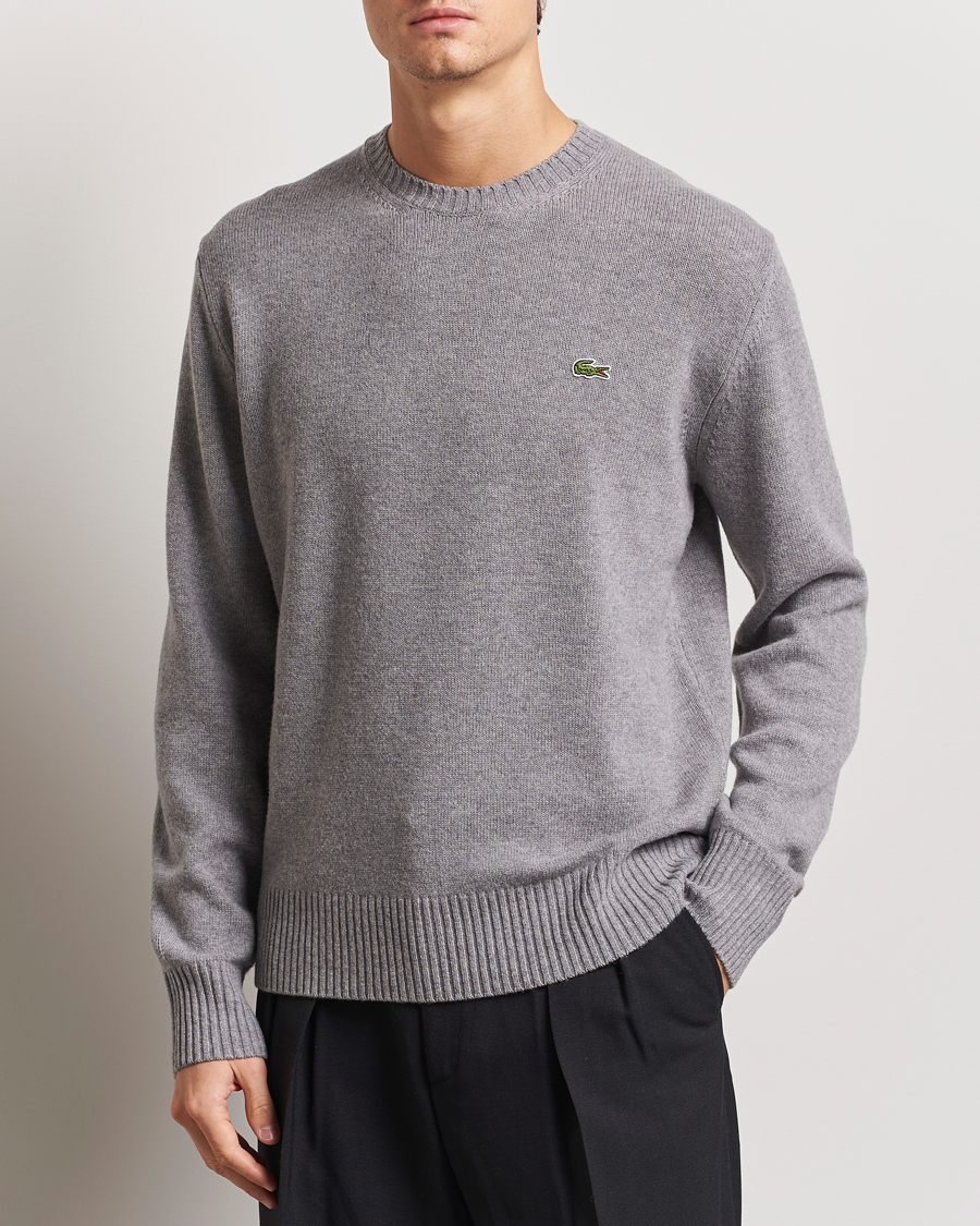 Men | Sweaters & Knitwear | Lacoste | Carded Wool Crew Neck Silver Chine