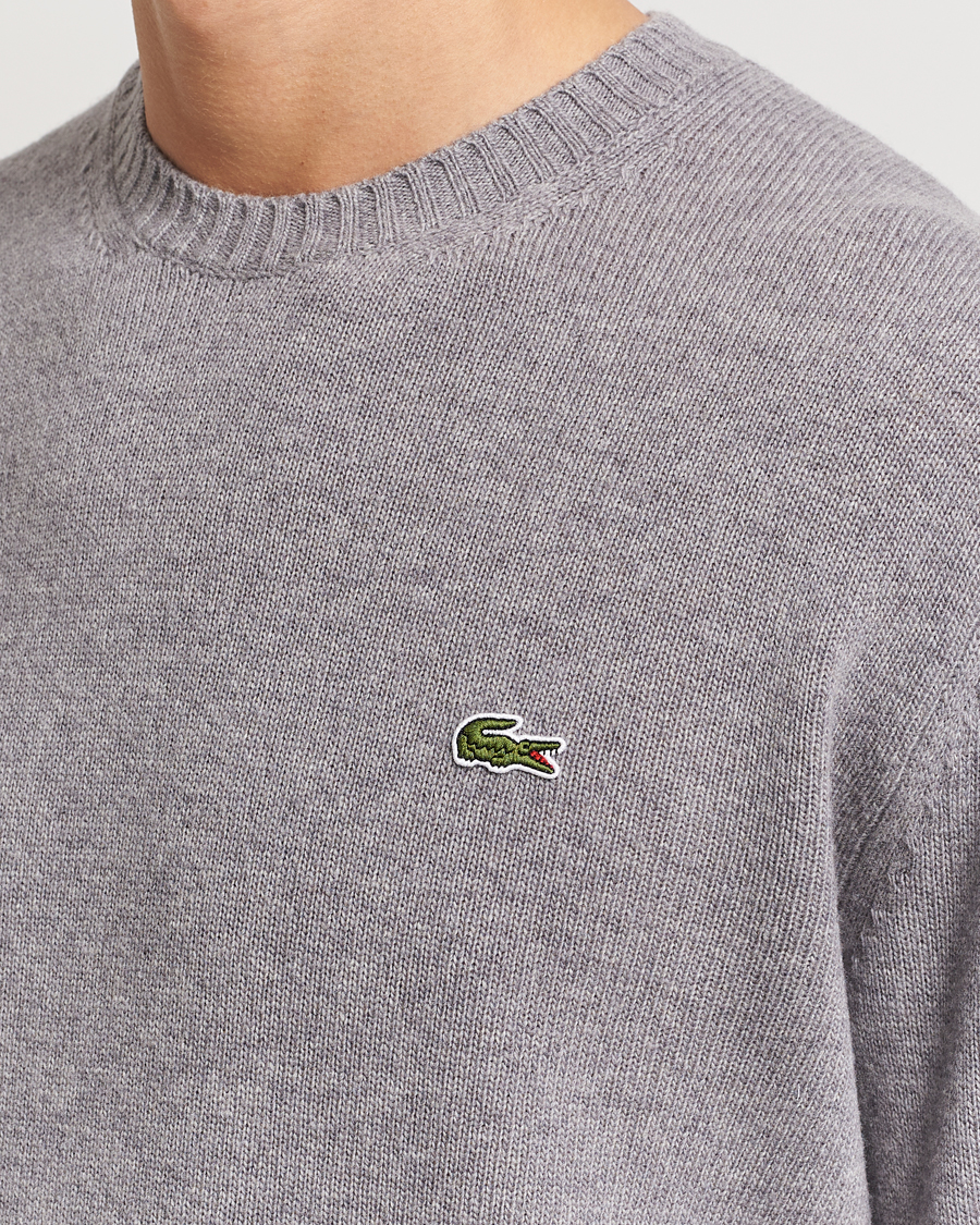 Men | Sweaters & Knitwear | Lacoste | Carded Wool Crew Neck Silver Chine