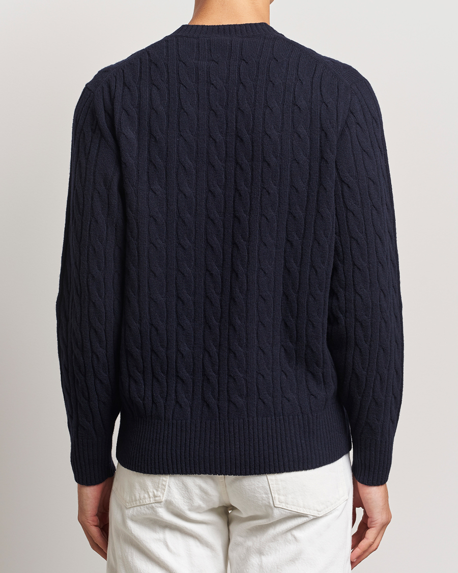 Men | Sweaters & Knitwear | Lacoste | Carded Wool Cable Crew Neck Navy