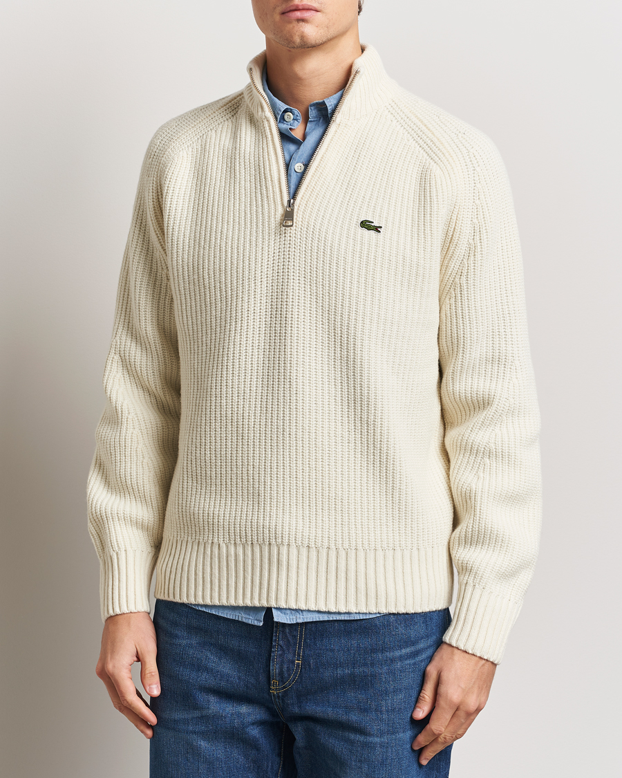Men | Sweaters & Knitwear | Lacoste | Heavy Knitted Wool Half Zip Lapland