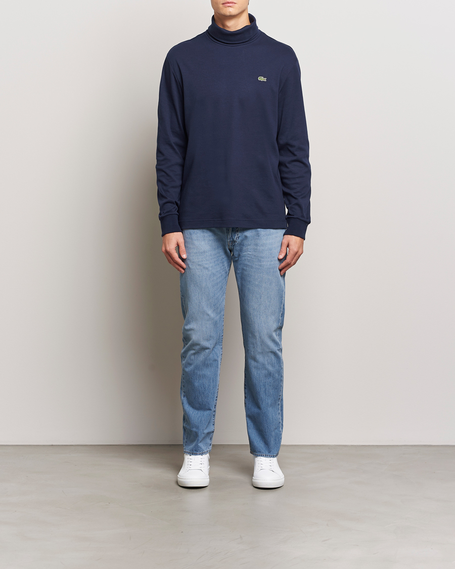 Men | Sweaters & Knitwear | Lacoste | Interlock Cotton Rollneck Navy