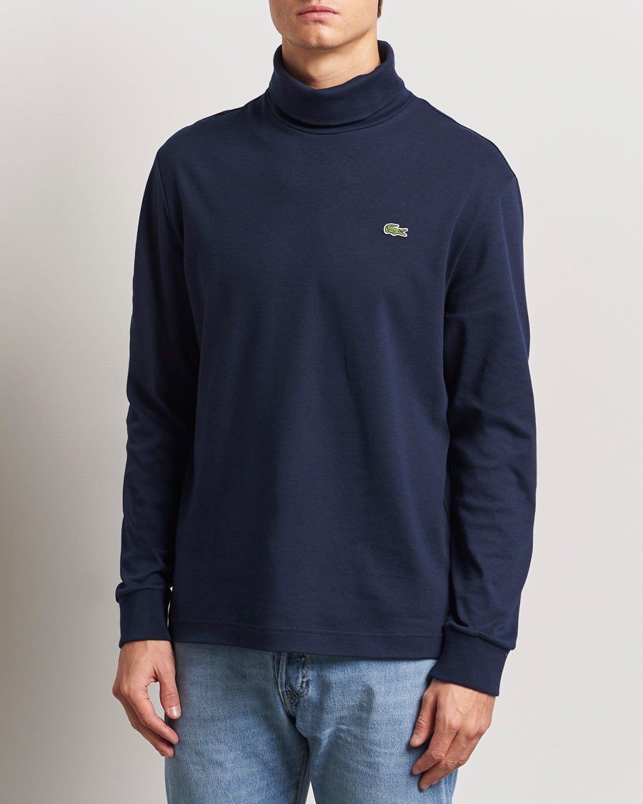 Men | Sweaters & Knitwear | Lacoste | Interlock Cotton Rollneck Navy