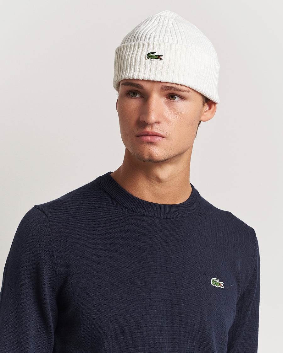 Men | Beanies | Lacoste | Wool Knitted Beanie Flour