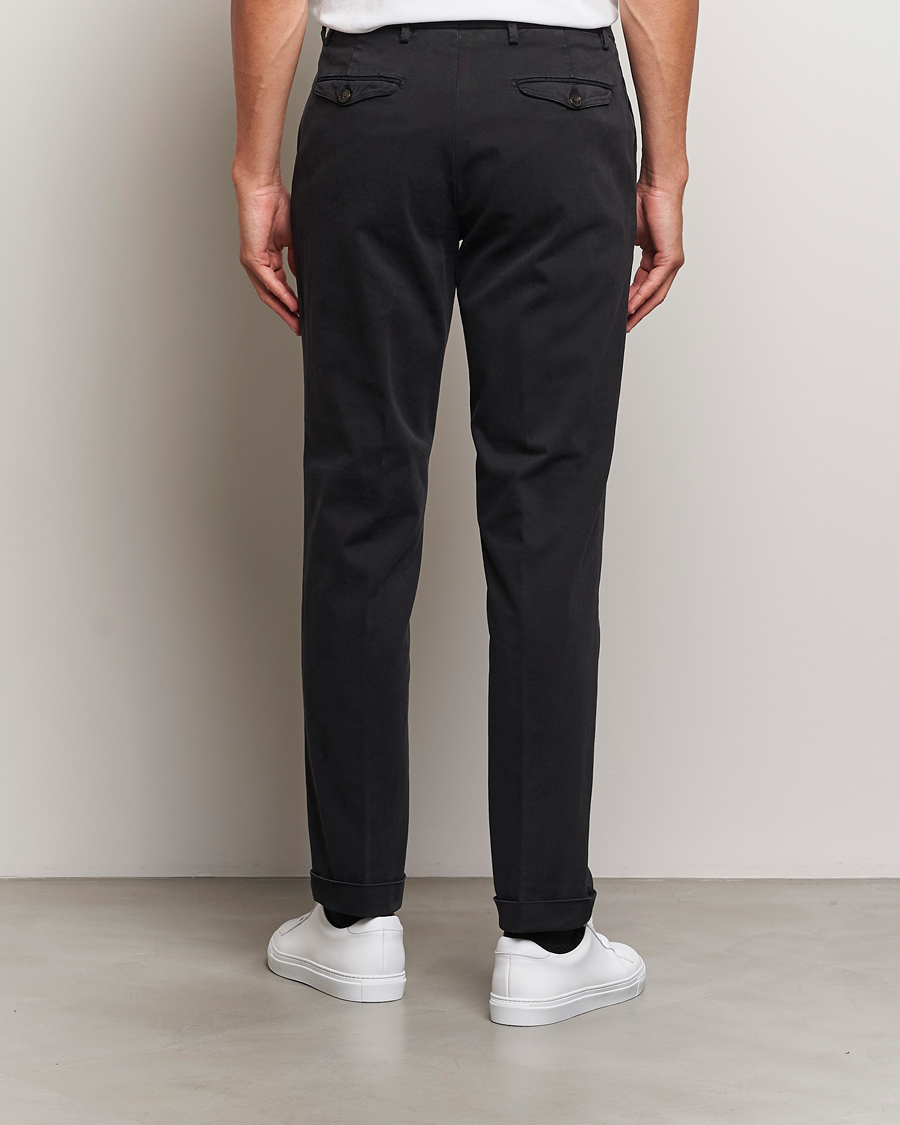 Men | Trousers | Briglia 1949 | Easy Fit Pleated Cotton Stretch Chino Black