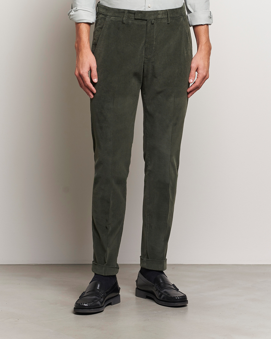 Men | Trousers | Briglia 1949 | Slim Fit Corduroy Trousers Dark Green
