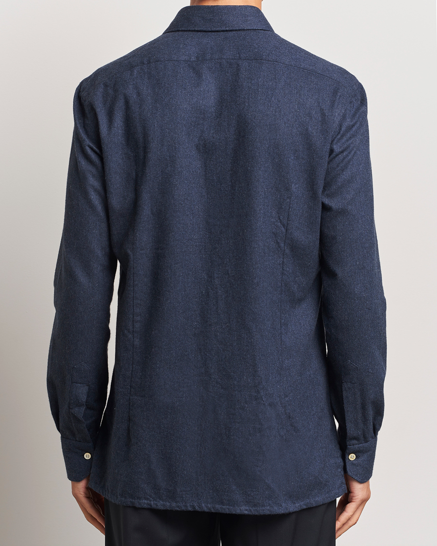 Men | Shirts | Kiton | Soft Flannel Sport Shirt Navy