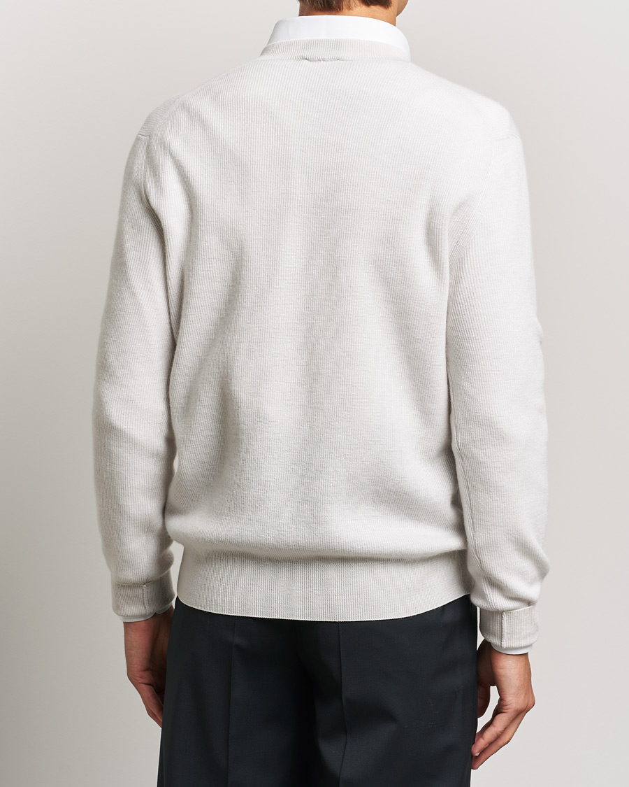 Men | Sweaters & Knitwear | Brioni | Rib Cashmere V-Neck Sweater Light Grey