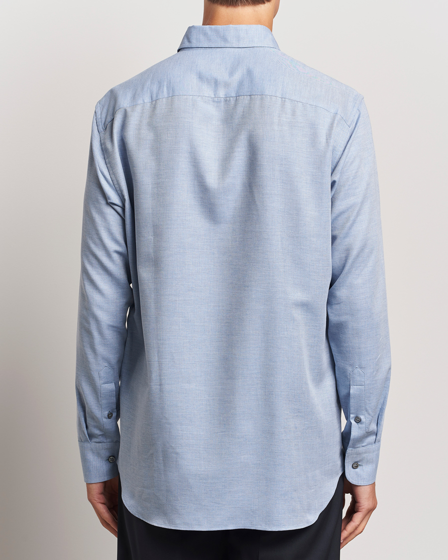 Men | Shirts | Brioni | Cotton/Cashmere Flannel Shirt Light Blue
