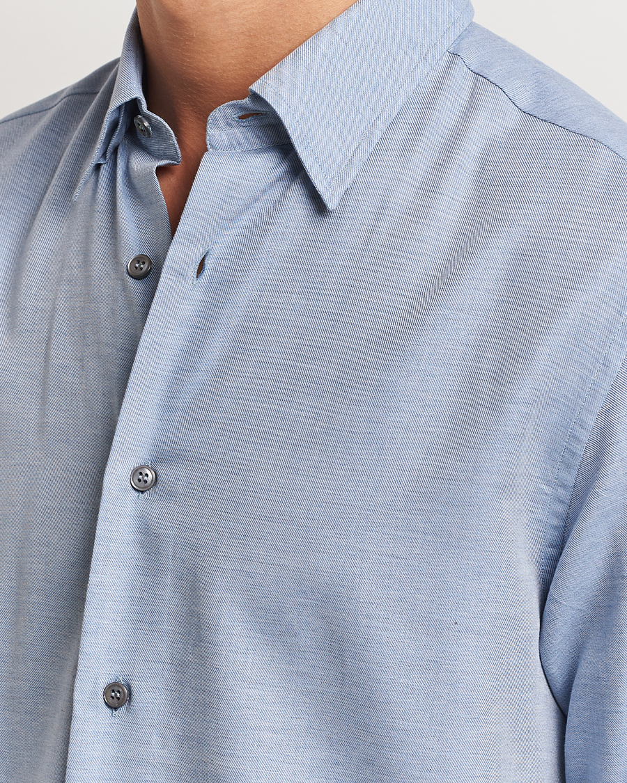 Men | Shirts | Brioni | Cotton/Cashmere Flannel Shirt Light Blue