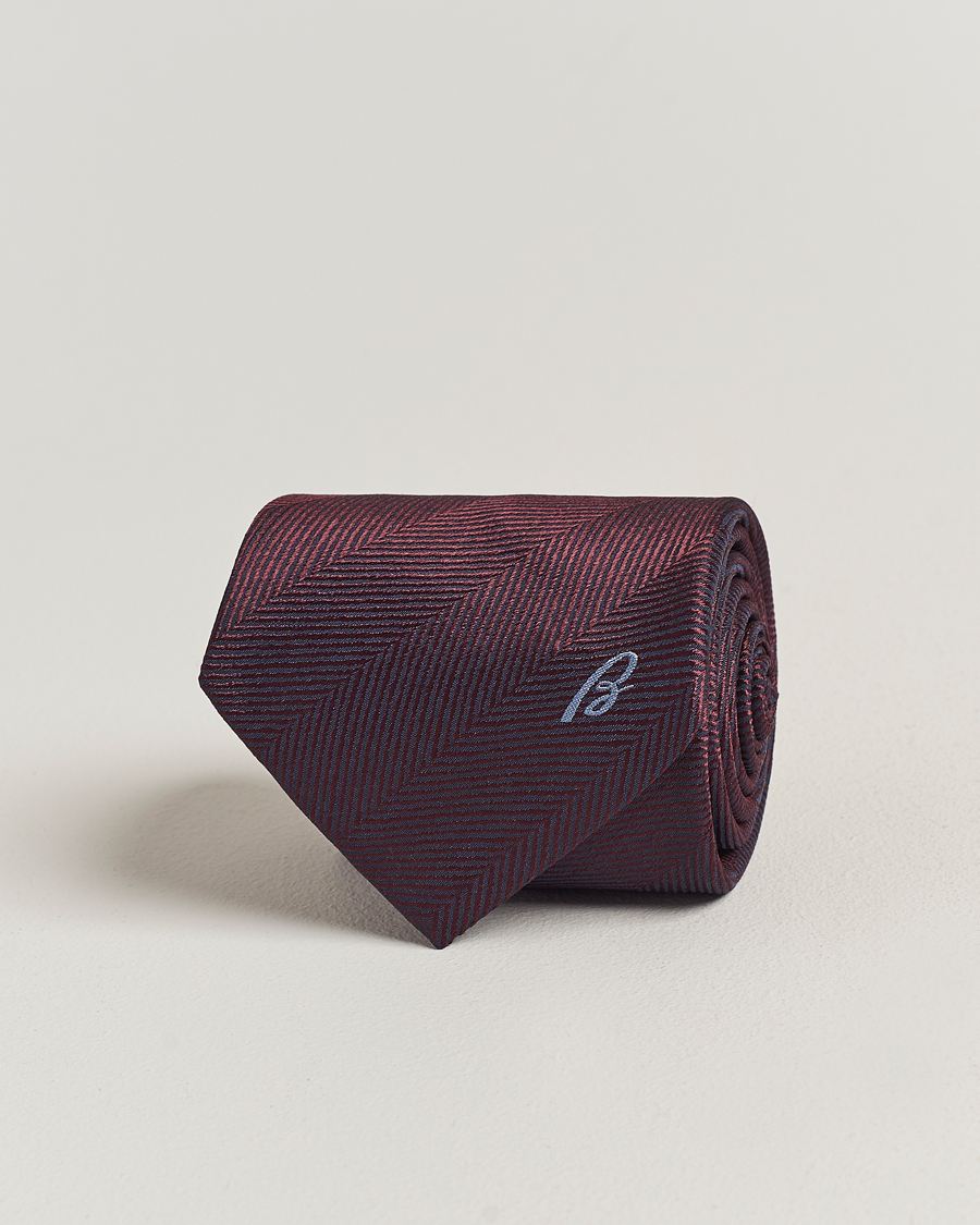 Men | Brioni Herringbone Silk Tie Burgundy | Brioni | Herringbone Silk Tie Burgundy